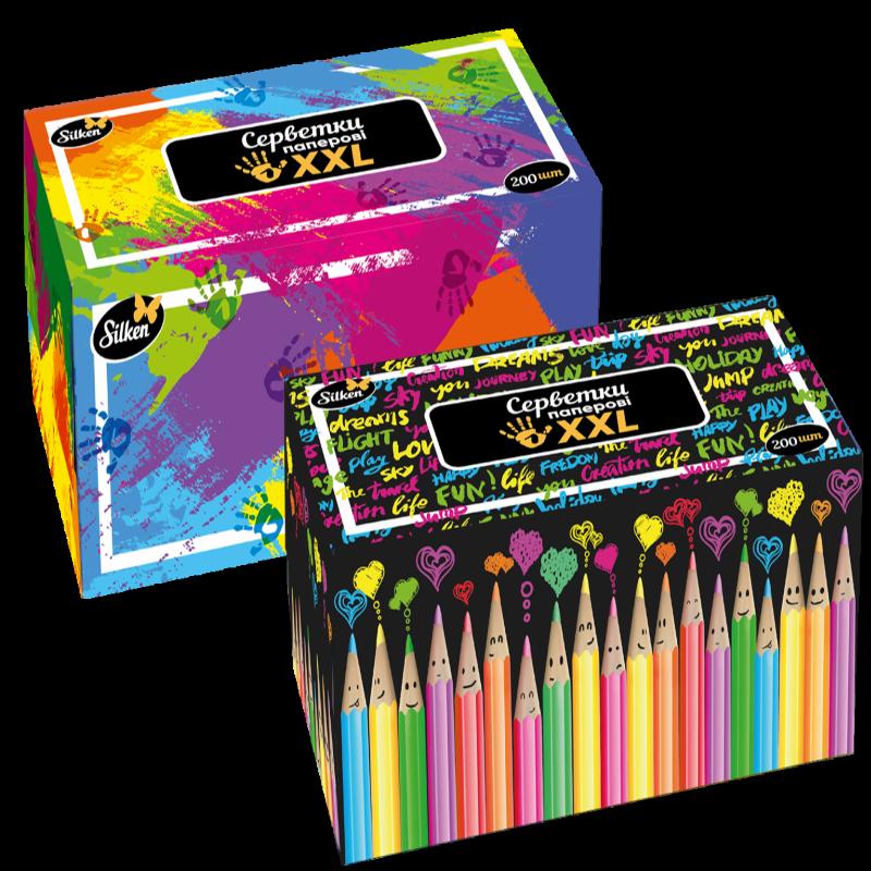 Серветки паперові у коробці TM Silken "XXL" 2шар 200шт -розмір 20*20 см